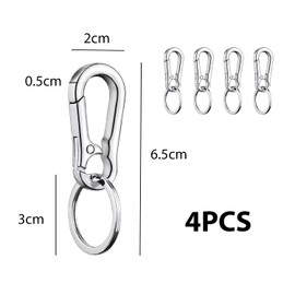 4 Pieces Metal Keychains, Lobster Holder, Pocket Keychain, Detachable Keychain, Men's Keychain with Key Ring (Silver)