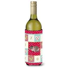 Caroline's Treasures CK5435LITERK Skinny Guinea Pig Love Wine Bottle Hugger, Red Bottle Cooler Sleeve Hugger Machine Washable Collapsible Insulator Beverage Insulated Holder