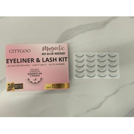 CITYGOO No-Glu Magnetic Lash Kit – 10 Pairs + Mirror Case + Strong Magnetic Liner