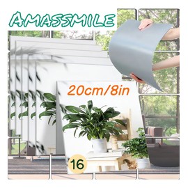 AmasSmile 16 Espejos Acrylico Autoadhesivos Decorativos 20cm Pared Cuadrados