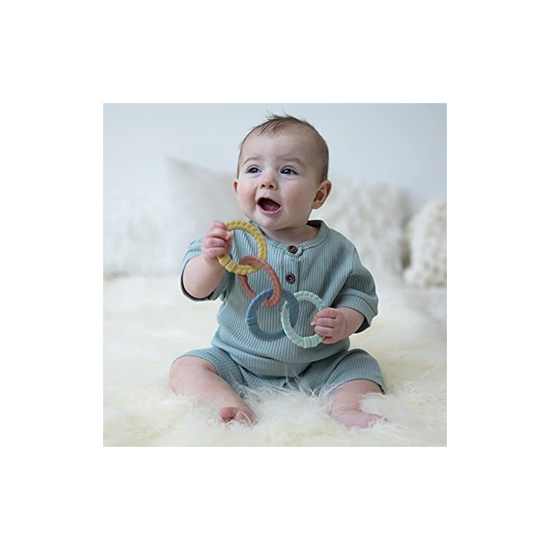 Itzy Ritzy Linking Ring Set; Set of 8 Braided, Rainbow-Colored