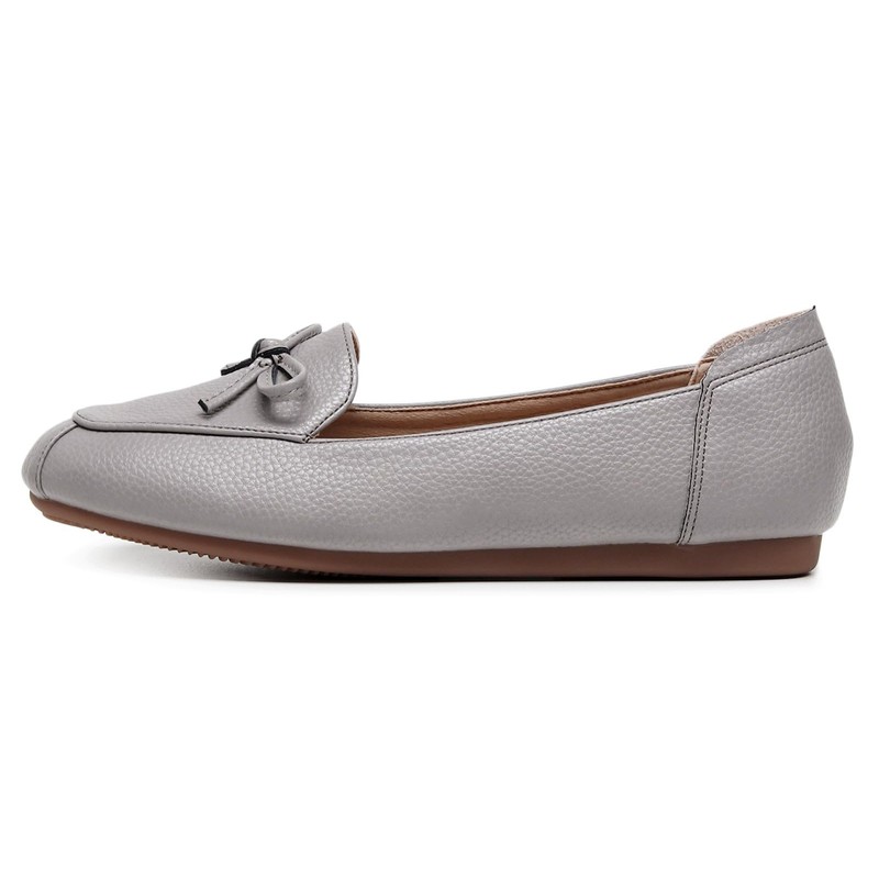 VenusCelia Women's Bowknot Dance Flat Shoes(9 W US,Grey-PU)