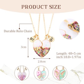 Best Friendship Necklace Magnetic Bff Necklace for Girls Heart Friendship Necklace for 2/3 Girls, Bff Necklace Birthday Christmas Friendship Jewellery Gifts for Sisters Women Girls (Set C 2PCS)