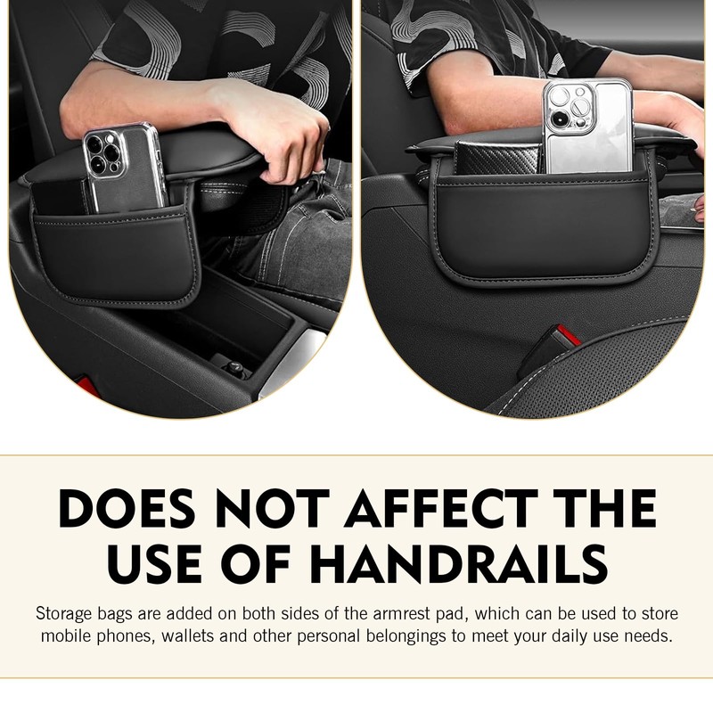 Car Center Console Cover, Waterproof Arm Rest Pad with 2