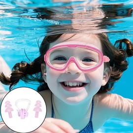KASESSS 2 Pieces Kids Goggles, Kids Swimming GOggles Waterproof, Boys Girls Swimming gOggles Clear Wide Vision, Anti Fog No Leak Childrens Goggles, Swim Goggles Kids with Ear Plugs Nose Plugs