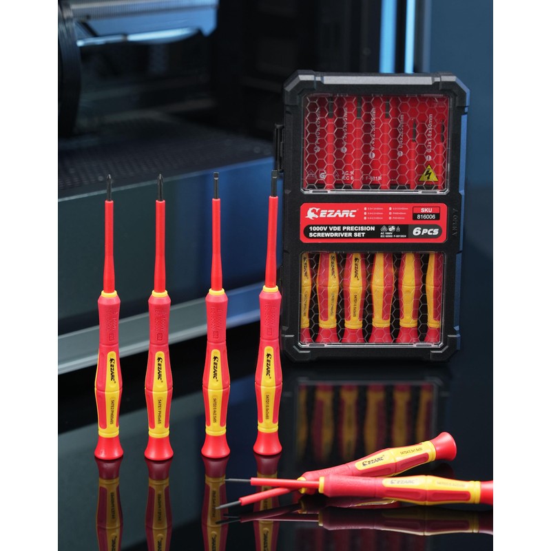 EZARC Insulated Screwdriver Set, 6 Pieces Precision VDE Insulated Electricians