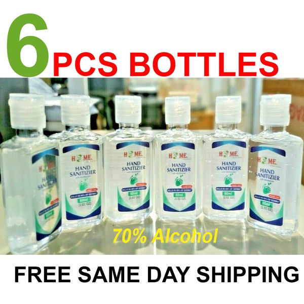 6 Pieces Hand Sanitizer Gel 70% Alcohol With Gel  Travel Size , 2.02 Oz