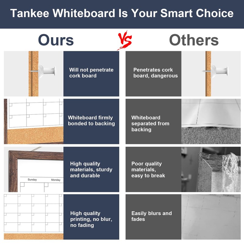 Calendar Whiteboard for Wall, 17x13 Inches White Board Calendar Dry