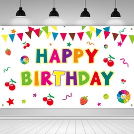 Large Happy Birthday Banner, Colourful Decoration, Large Banner Background Party Background for Men & Women, Outdoor & Indoor Use