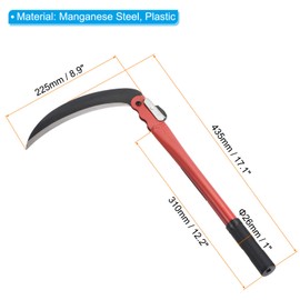 PATIKIL 17 Inch Folding Sickle, Harvest Sickle Carbon Steel Blade Portable Weed Remover Scythe Grafting Knife Brush Cutter for Farming