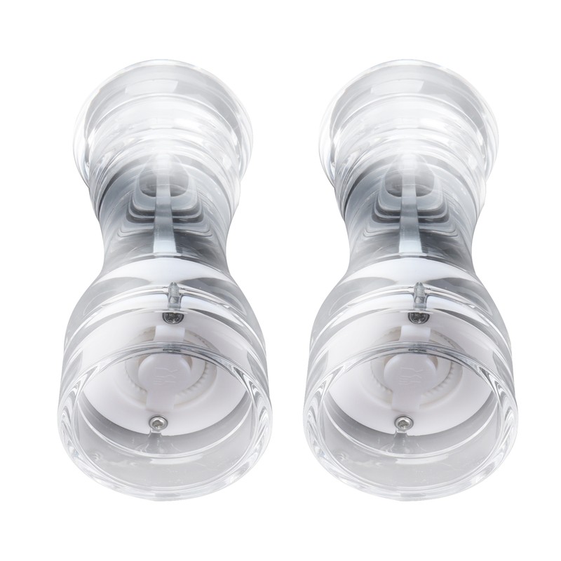 2Pcs Acrylic Manual Grinder Transparent Pepper Salt Mill Spice Jar