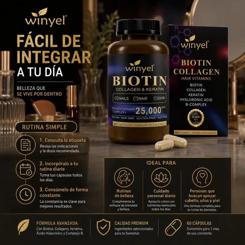 Biotina Para Cabello Uñas Y Piel Con Colágeno Premium