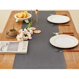 MAIBAOTA Dark Grey Waterproof Table Runner Farmhouse Rustic Seasonal Table Runners for Kitchen Dining Table Decorations Wedding Christmas Birthday Party Decor 40 x 180 cm (16 x 72")