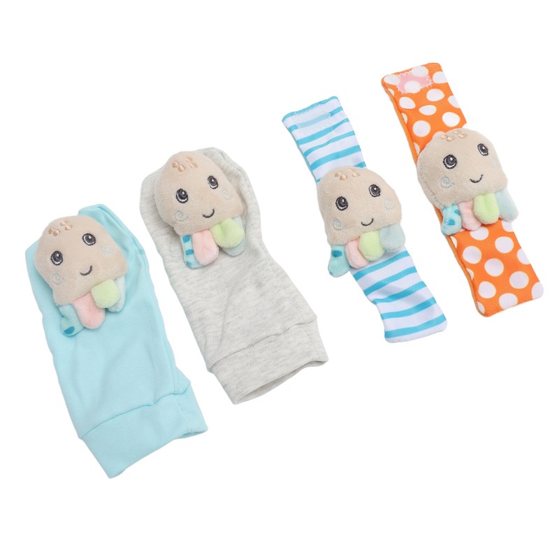 4pcs Baby Rattle Socks Cute Octopus Shape Soft Light Adjustable