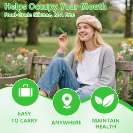 3PCS Mint Flavored Chewable Breather Sticks with Essential Oil Pure-Locked Flavor Breather Chew Stick, Chewable Oral Fixation Tool with 6 Refill Cores for Travel/Office/Car