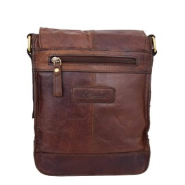 House of Luggage Real Leather Mens Cross Body Organiser Flight Bag Messenger Shoulder Pouch HLG13 Brown