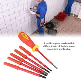 Screwdrivers Set, 7Pcs/Set Slot/Cross CRV Multifunction Insulated Screwdrivers Electrician Magnetic Screwdrivers and Rod Kit