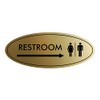 Signs ByLITA Oval RESTROOM RIGHT ARROW Sign (Brushed Gold) -