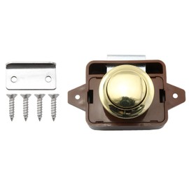 SQXBK Keyless Push Button Catch Door Knob Lock Push Button Catch Lock for RV Caravan Cabinet Boat Motor Home Cupboard,Brown Gold