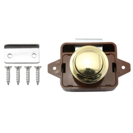 SQXBK Keyless Push Button Catch Door Knob Lock Push Button Catch Lock for RV Caravan Cabinet Boat Motor Home Cupboard,Brown Gold