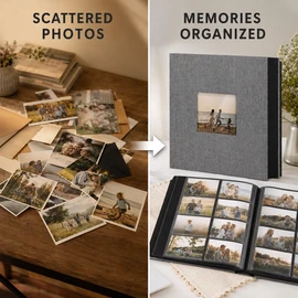 Linen 4x6 Photo Album with Cover Window, 200/300/600 Pockets