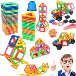 Kinyoda 62 Pieces Magnetic Building Blocks, Magnetic Toy Children 3 4 5 6 Years Girls Boys Magnetic Building Blocks Magnetic Game for Children Learning Toy Girls Boys Building Blocks Children's Toy