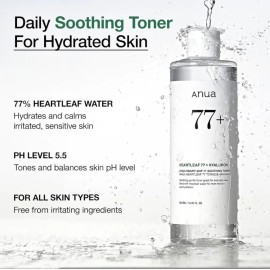 Anua Heartleaf 77 Hyaluron Tnico Calmante 250ml Coreano Acneica Danoche                                                                               