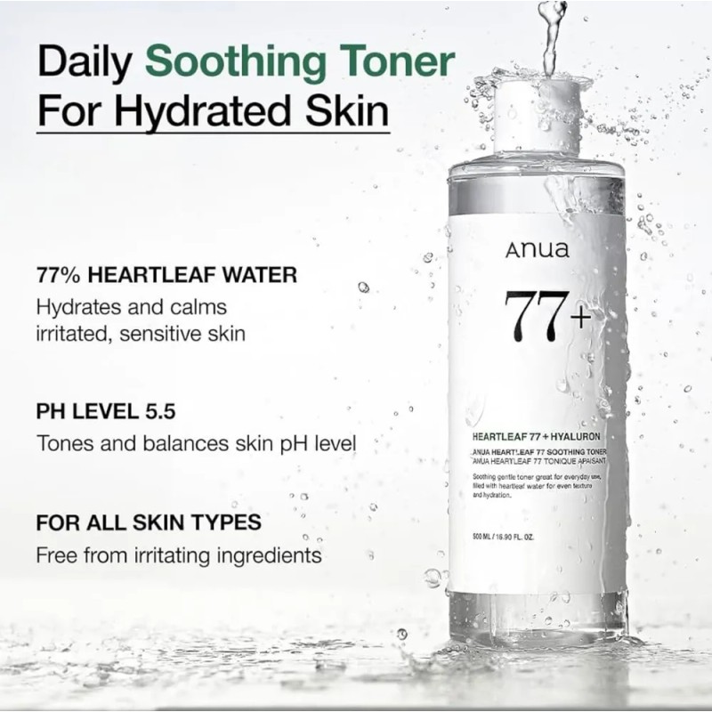 Anua Heartleaf 77 Hyaluron Tnico Calmante 250ml Coreano Acneica Danoche