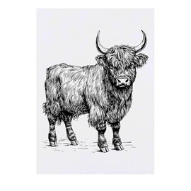 ' Highland Cow Standing' Temporary Tattoo - Water Resistant, Skin-Safe, Non-Toxic Transfer (TO00077111)