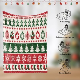 Christmas Blanket 130 x 150 cm, Christmas Blanket Sofa, Christmas Blanket Cuddly Blanket, Soft Warm Winter Christmas for Sofa Bed Office and Outdoor Travel (C, 130 x 150 cm)