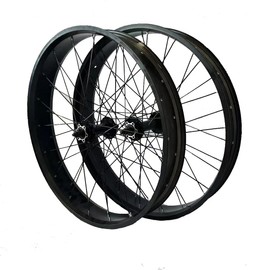 26 inch x 4 Fat Tire Bicycle Wheel Set 12Gx36H Heavy Duty Aluminum Wheelset 26" Bike Wheels Set (Front & Rear) (Black) Disc Brake