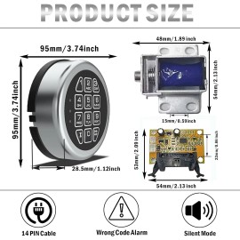 MOUNT Gun Safe Replacement Lock Chrome Digital Keypad Electronic Lock Solenoid Lock