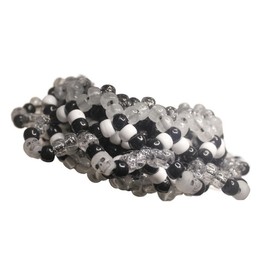 3d Gothic Kandi Cuff Black/White -Starburst w/Glow-n-Dark Skulls-Handmade Friendship Bracelet - size: 11 inches / 27.94 cm
