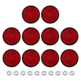 PATIKIL Round Rear Reflectors, 10 Pcs Safety Reflective Warning Reflector Plastic Universal Motorcycle Reflector with M6 Screw Mount for Car Motorcycle Trailer Bike Bicycles Dirt, Red