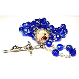 Rosary wooden with Holy water from Fatima Our Lady of Fatima necklace beads prayer first communion Marian apparitions (Blue)
