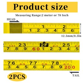 2 Packs Adhesive Measuring Tape, Yellow Adhesive Tape Measure Dual Metric & Imperial Scales, Stick on Tape Measure for Woodworking Drafting Crafting Left to Right Reading