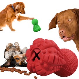 MASCOTICAS Durable Dog Chew Toys for Aggressive Chewers - Natural Rubber Treat Dispensing Toy - Interactive Slow Feeder - Boredom Relief and Enrichment Stimulation (Green)