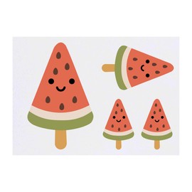 4 x 'Water Melon Ice cream' Temporary Tattoos - Water Resistant, Skin-Safe, Non-Toxic Transfers, Mixed Sizes (TO00085770)