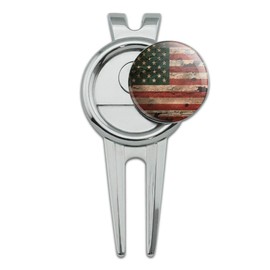 GRAPHICS & MORE Rustic American USA Flag Distressed Golf Divot Repair Tool and Ball Marker
