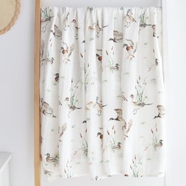 LifeTree Baby Swaddling Cloth Muslin Cloth 120 x 120 cm Muslin Swaddle Blanket Baby Bamboo Cotton Swaddle Wrap for Boys and Girls Mallard Duck Design