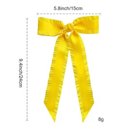 GiLi 2PCS Hair Bows for Women Girls, Bow for Hair Slides Metal Clips Cute Ruffled Edge Satin Ribbon Accessories for Toddlers Teens Kids (Bright Yellow)