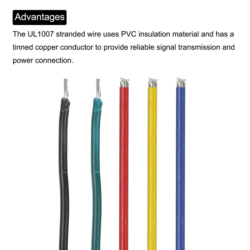MECCANIXITY 24AWG Wire 24 Gauge Electrical Wire, PVC 1007 Stranded