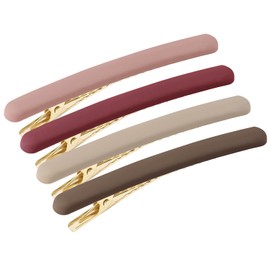 4PCS Duck Bill Hair Clips for Women, Matte Alligator Hair Clips for Girls, Duck Teeth Hair Barrettes, Hair Pins for Girls, Medium Barrettes Hair Accessories(3.5Inch,4 Colors,Red)