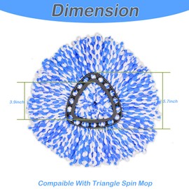 6 Pack Mop Head Replacement Compatible for vileda Triangle Swivel Mops - Mop heads replacement（BLUE）