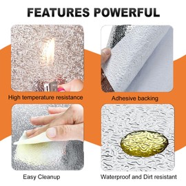 DEGEOBERLIN Adhesive Backed Aluminized exhaust heat shield tape for wall behind grill 2000 Degrees High Temp Protection Material Thermal Barrier Blanket Mat (12'' X 12'')