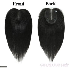 DAZZ LOOK,Silk Base, 4 Clip In, Middle Part Hair Topper 16 inch Long for Women Hair Wig for Hair Loss Topper Soft Hair Wig, Jet Black Color (Black)