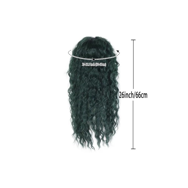 GNIMEGIL Long Curly Wigs for Women Deep Emerald Green Ombre