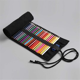 Funny live 36/48/72 Slots Colored Pencil Wrap Pencils Roll Holder Coloring Pencils Organizer Holder Colored Pen Paint Brush Storage Pouch Portable for Artist Student (Black, 36 Slots)
