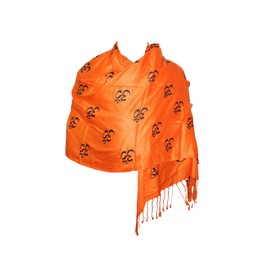 GRI9 Large Indian Meditation Om Scarf Yoga Pooja Hindu Religious Soft Cotton Om Block Hand Printed Bohemian Shawl (Orange)