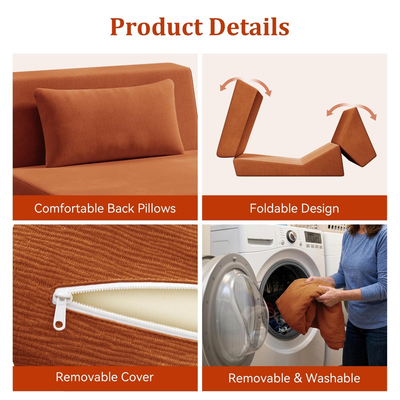 Fold Out Chair Bed, Folding Sofa Bed, 3 in 1